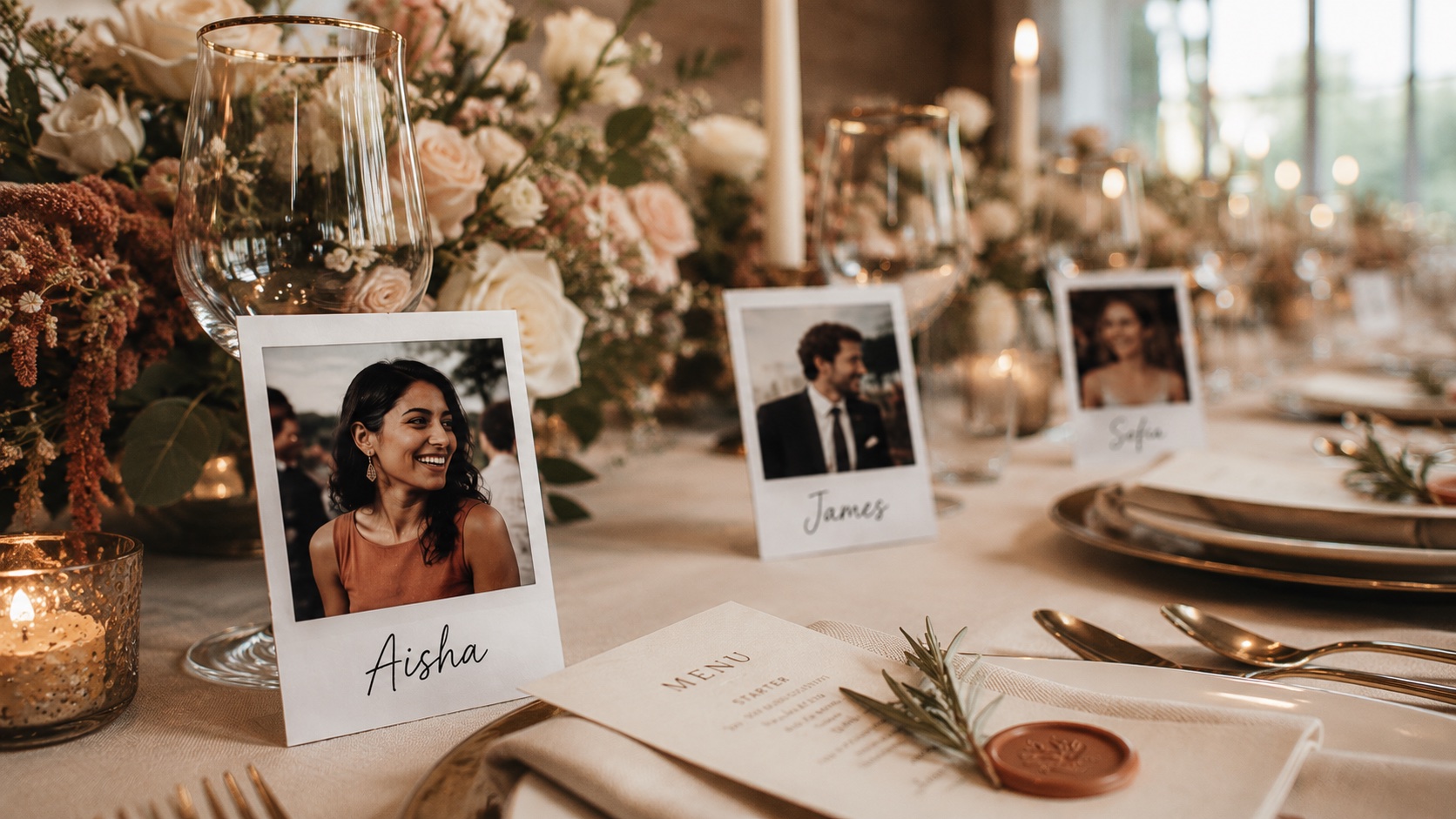 Retroprint place-name cards at a place setting
